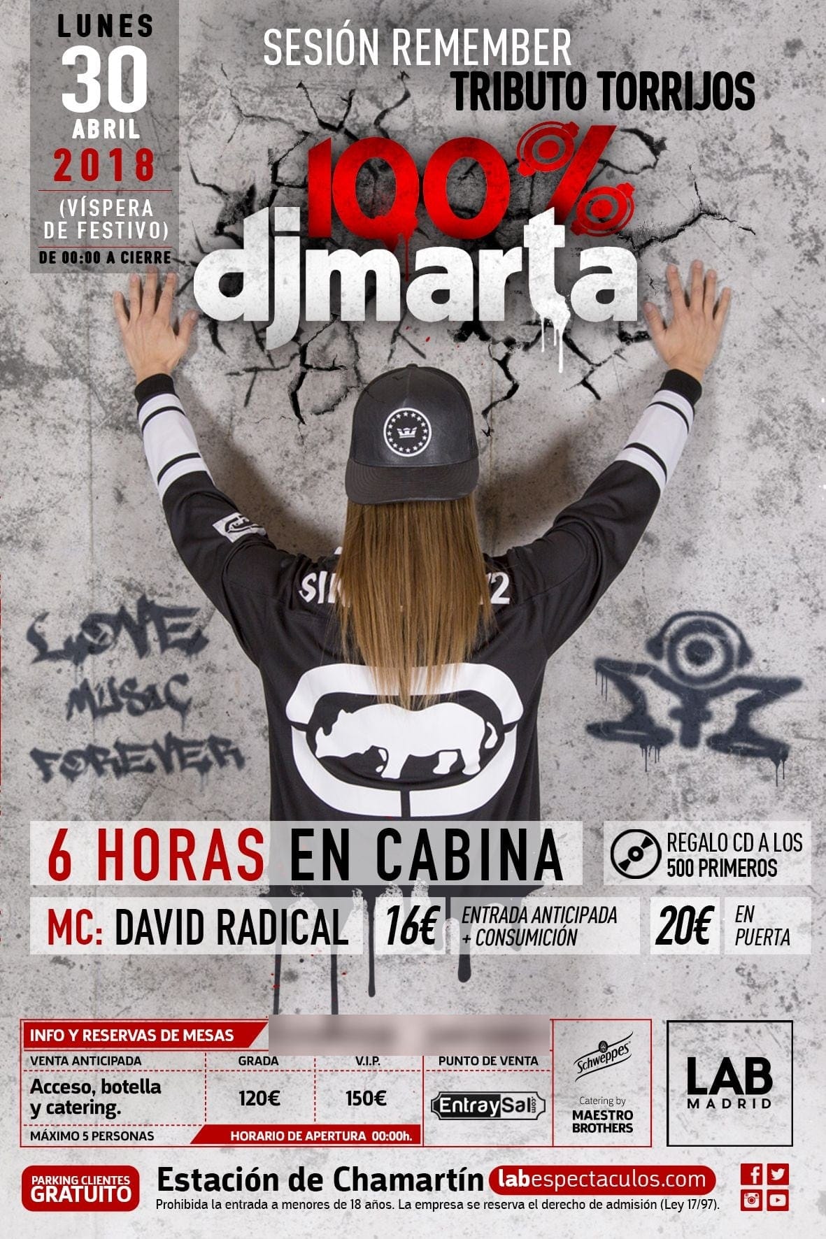 Cartel de «100% Dj Marta · Tributo Torrijos»