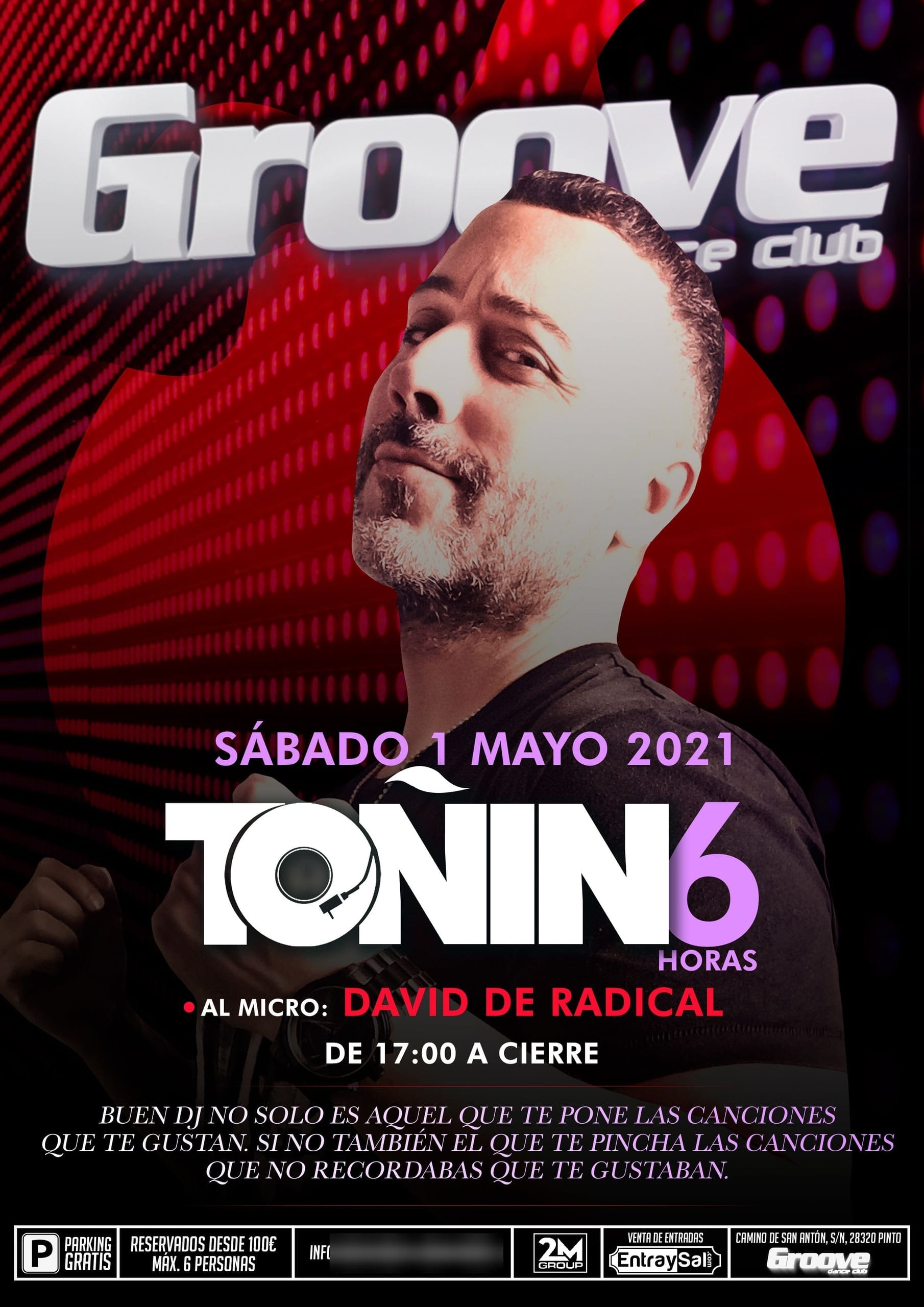 Cartel de «6 horas de Dj Toñin»