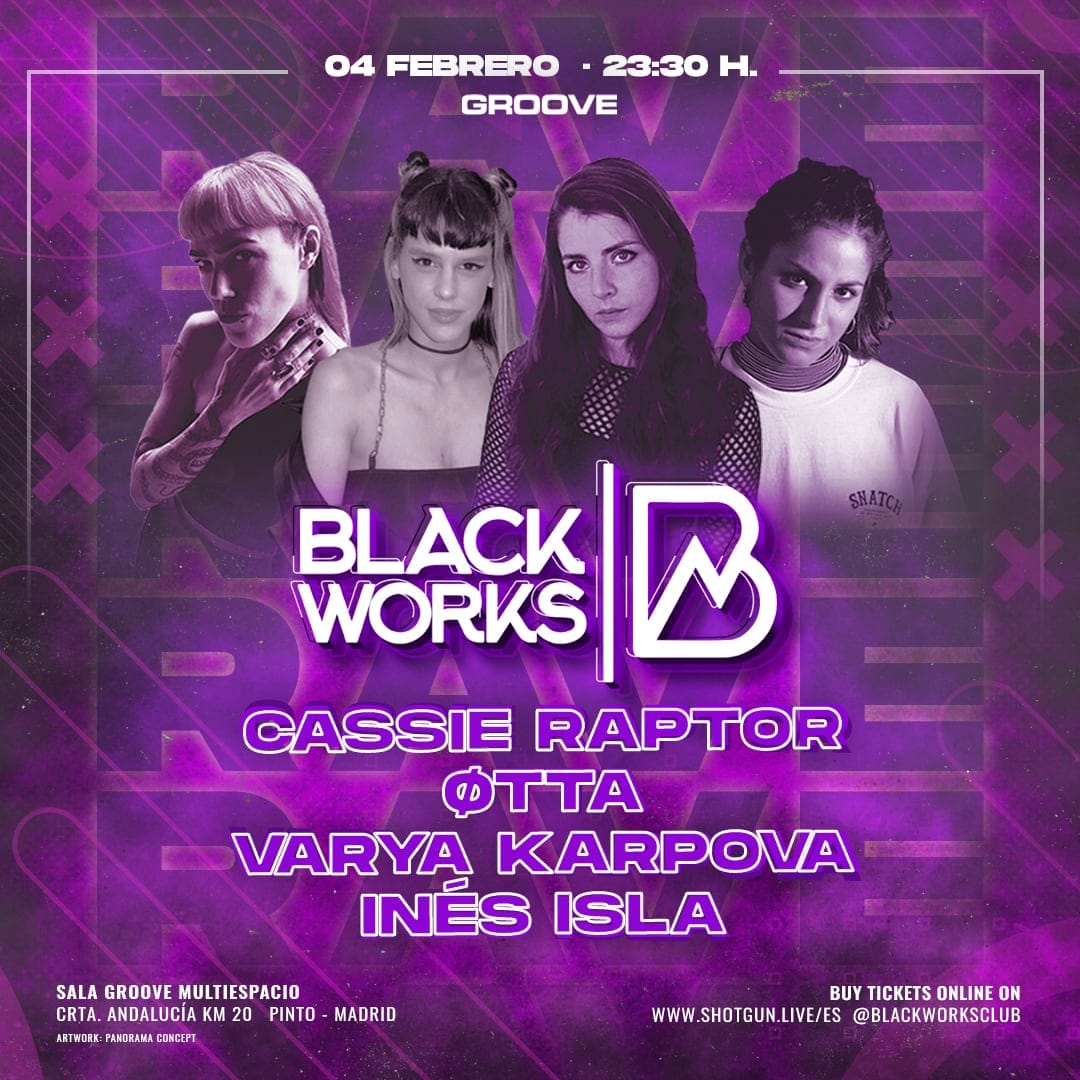 Cuadrado de «Blackworks con Cassie Raptor y ØTTA»