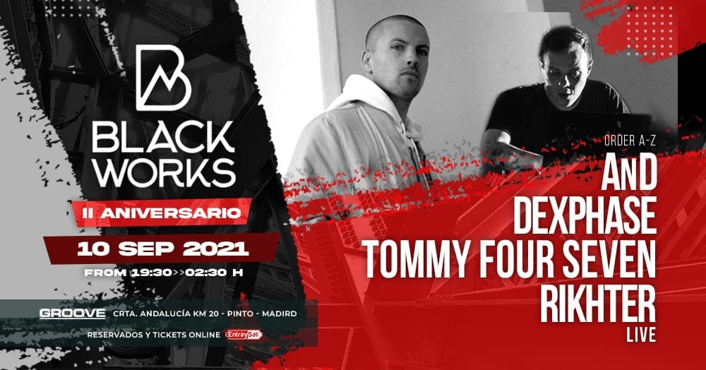 Flyer horizontal de «Blackworks II Aniversario»
