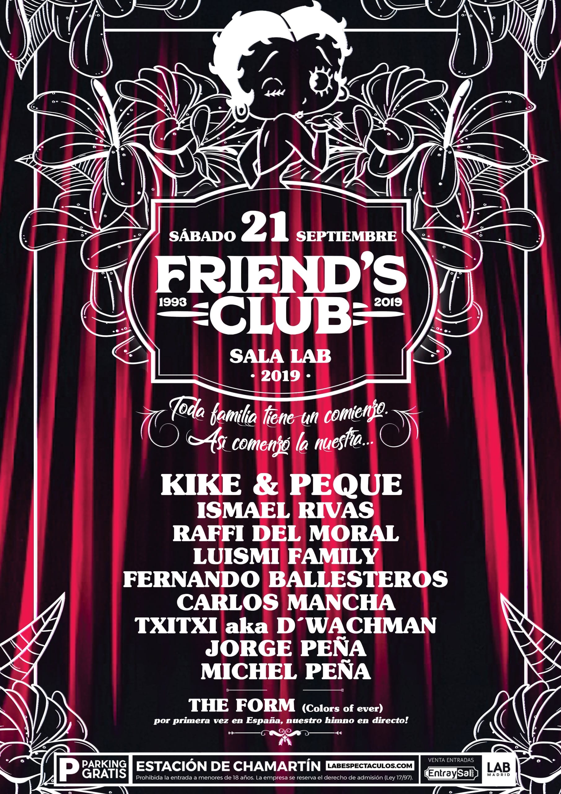 Cartel de «Friend's Club La Familia»