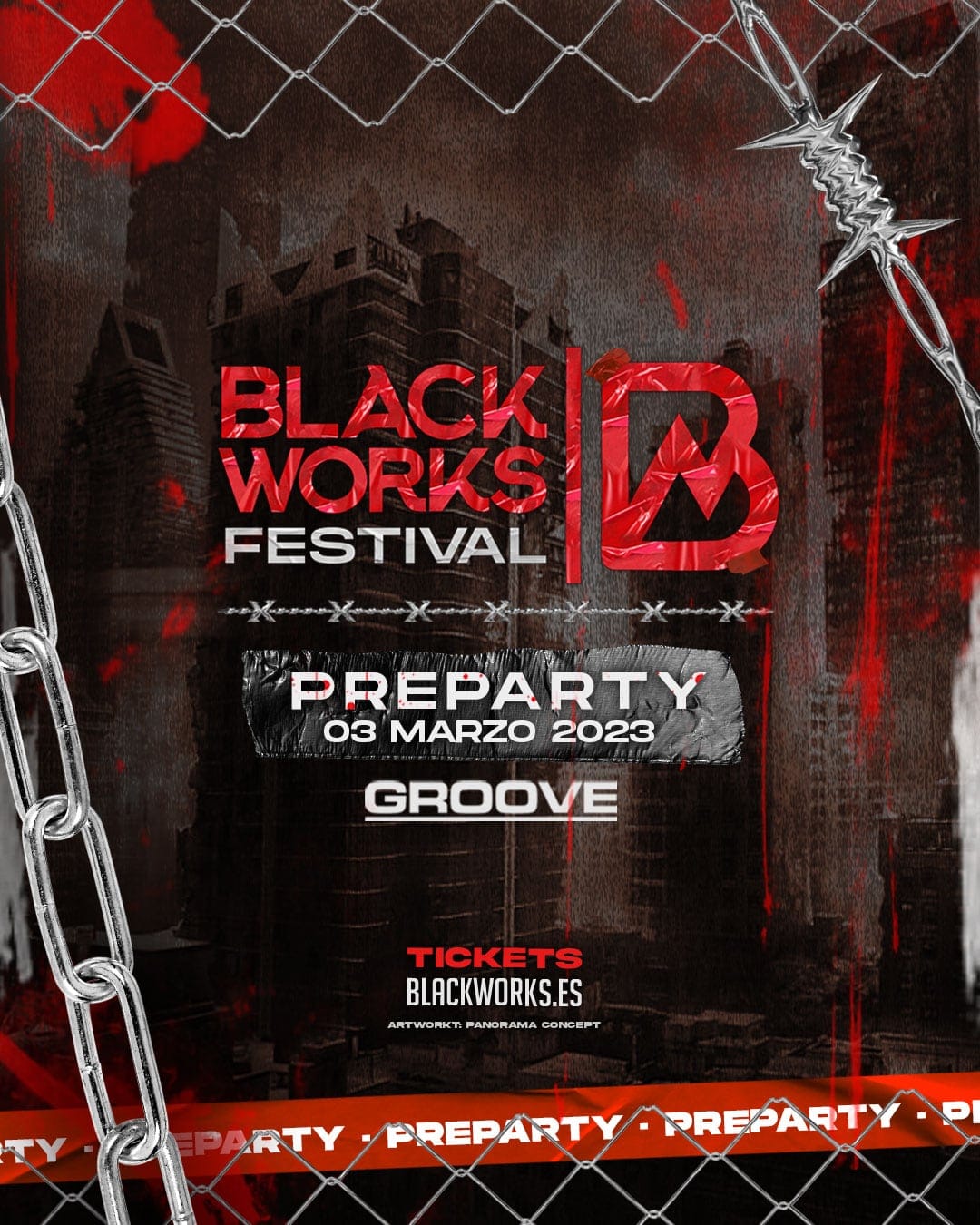 Cartel de «Preparty Blackworks II Festival»
