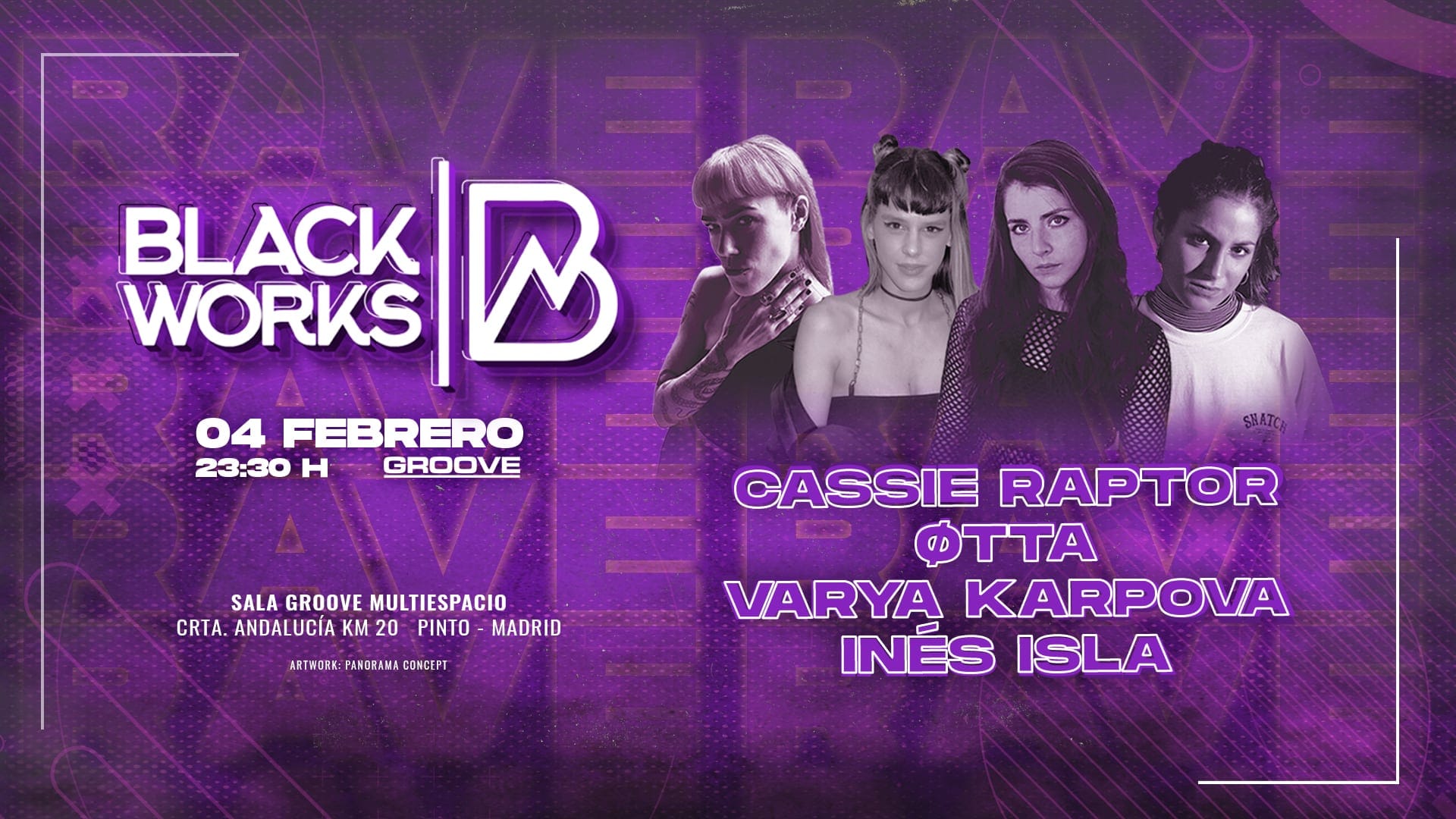Blackworks con Cassie Raptor + ØTTA + Varya Karpova + Inés Isla